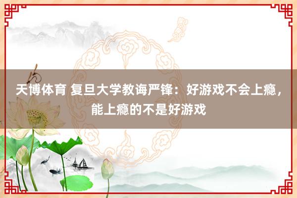 天博体育 复旦大学教诲严锋：好游戏不会上瘾，能上瘾的不是好游戏