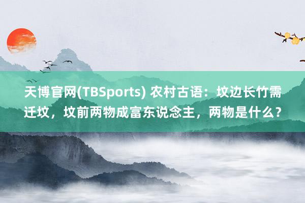 天博官网(TBSports) 农村古语：坟边长竹需迁坟，坟前两物成富东说念主，两物是什么？
