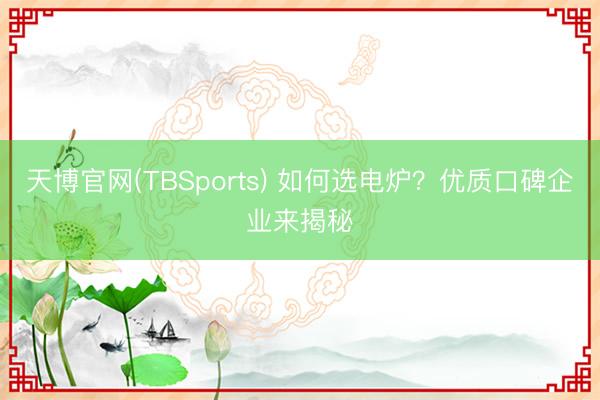 天博官网(TBSports) 如何选电炉？优质口碑企业来揭秘