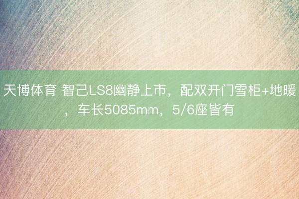 天博体育 智己LS8幽静上市，配双开门雪柜+地暖，车长5085mm，5/6座皆有